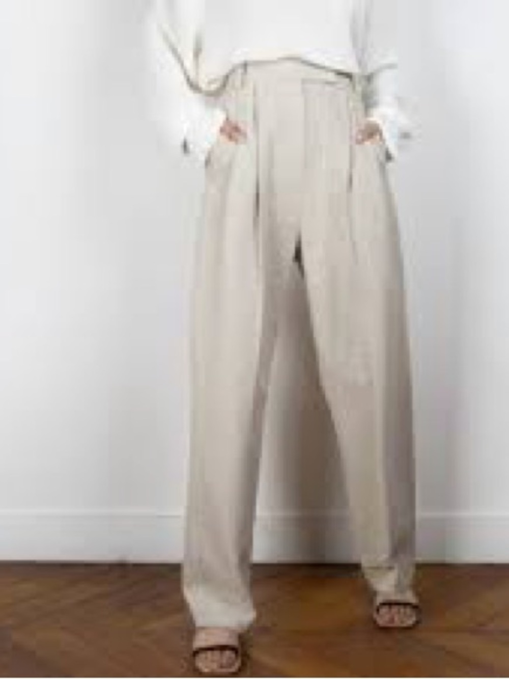 Frankie Shop High-Waist Wide-Leg Trousers - Cream